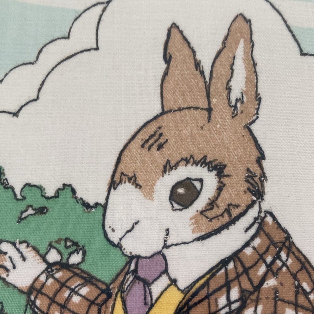 Vintage Framed Cyrus Clark stitched screen print rabbit garden scene - Picture 13 of 15